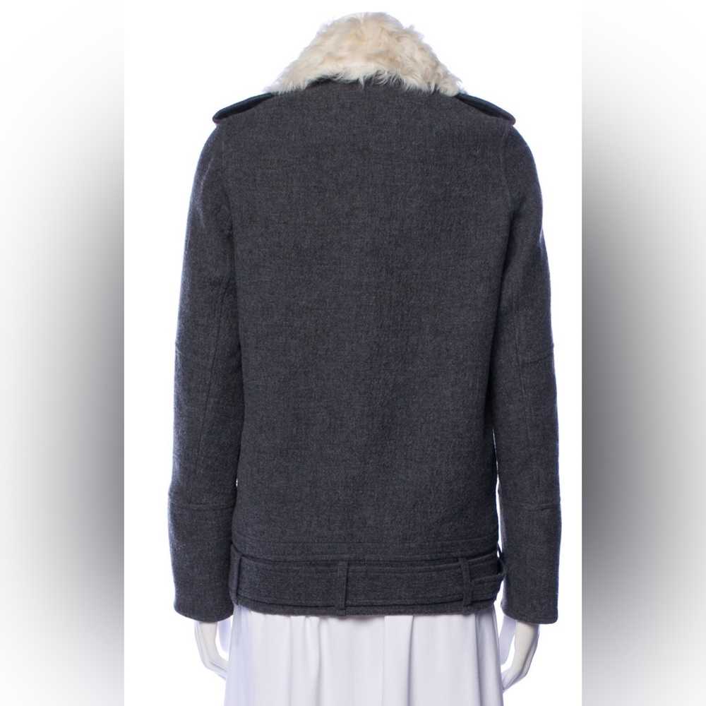 IRO Charcoal Jacket with Cream Faux Fur Collar NWOT - Picture 3 of 8